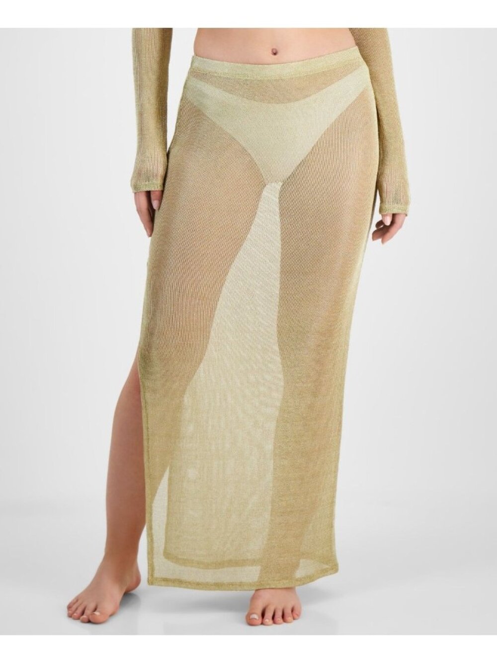 Miken Juniors' Metallic Mesh Skirt Cover-Up, Gold, Sz. M